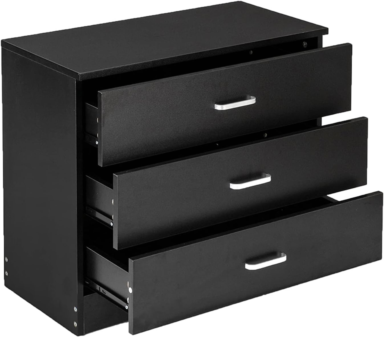 Nightstand Wood Simple 3-Drawer Dresser Night Stand Side Table for Living Room Bedroom（White Black） Bedside End Table (Color : Black)