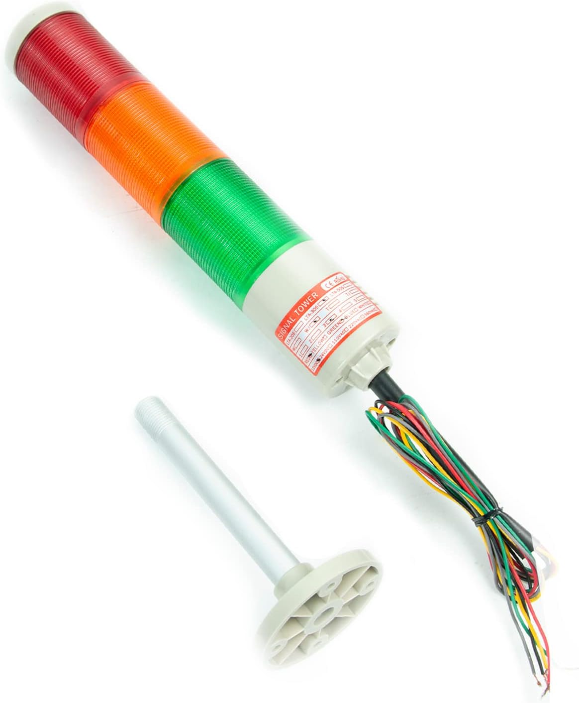 Industrial Signal Light, Small 3 Layer Strobe Warning Lights with Holder no Sound DC24V for Factory Workshop, Industrial Alarm Flash Lamp Safety Indicator Tower Stack Andon Lights, LTA-205W
