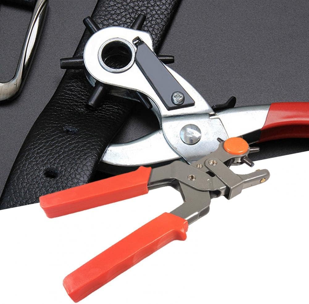 Useful Hole Punch Plier Widely Applied Easy to Use Easily Punches Leather Punch Tool Belt Hole Punch Rotary Puncher - (Color: Red)