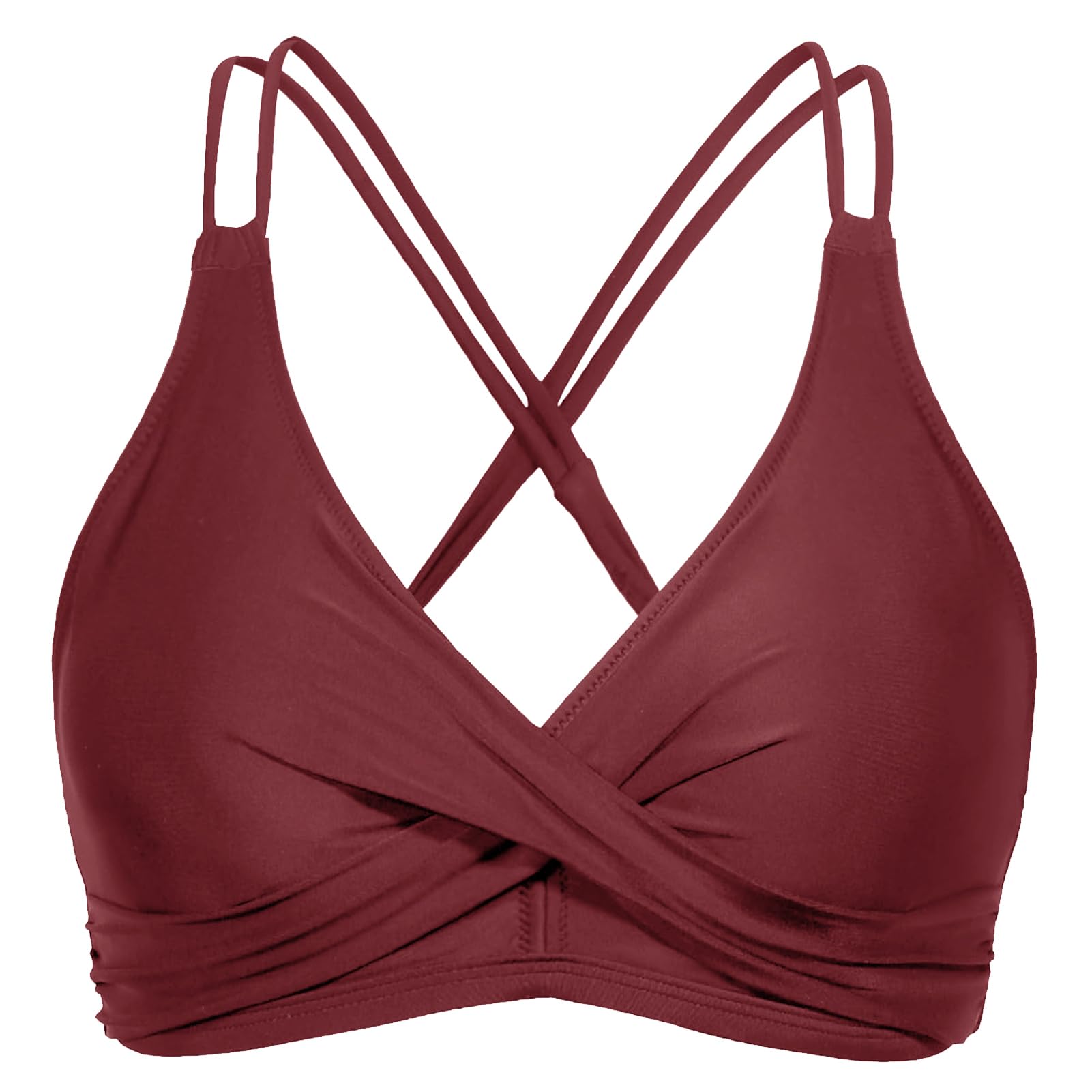 Rayson Haut de Maillot de Bain Femme Push up Simple Rembourré Top Bikini à Lacets Souples Couleur Unie