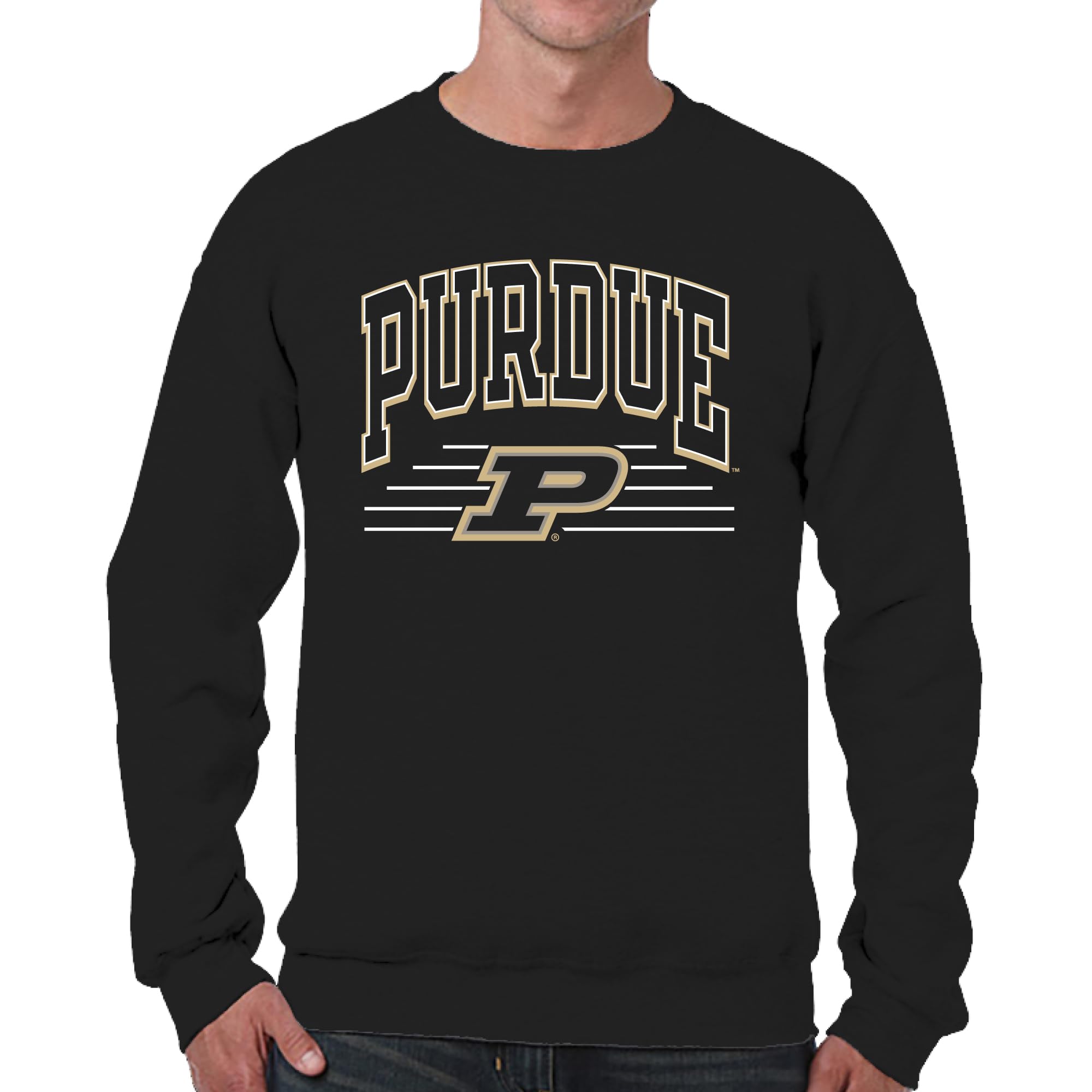 Campus Colors NCAA Adult Unisex Overtime Classics Crewneck Fleece Sweatshirt, Cozy Cotton Poly Blend, Timeless Design, Black, Large โ image 1