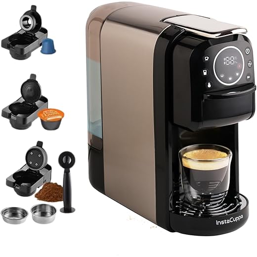 InstaCuppa 3 in 1 Espresso Coffee Maker Works with Ground Co