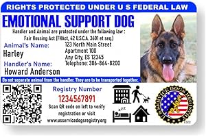 Just 4 Paws Custom Emotional Support Service Dog ID Card