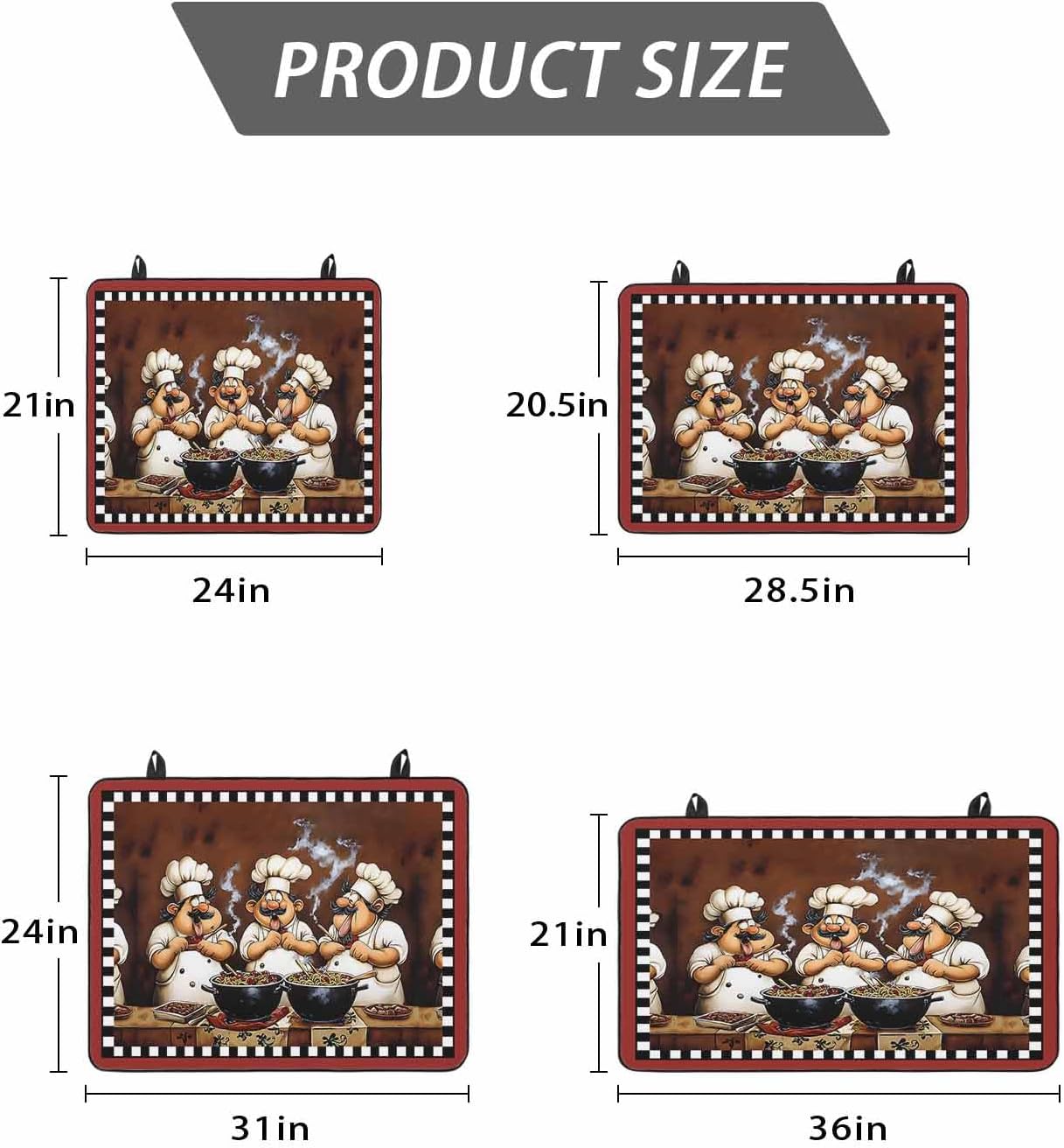 Fat Chef Stove Top Covers for Electric Stove, Kitchen Glass Ceramic Electric Cooktop Covers 28.5"x20.5", Cartoon Vintage Black Check Plaid HeatResistant Oven/Countertop/Dishwasher/Sink Protector