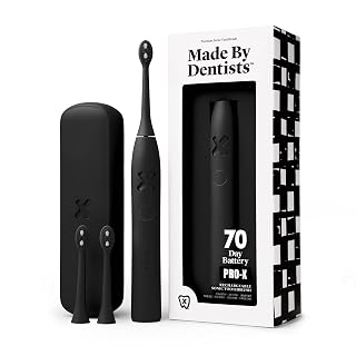 Made by Dentists PRO‑X Sonic Electric Toothbrush for Adults – 70‑Day Battery on One Charge, Dentist‑Designed Whitening Rechargeable Toothbrush, 3 Brush Heads & Travel Case, 3 Modes, Black - Amazon product rated Grade B