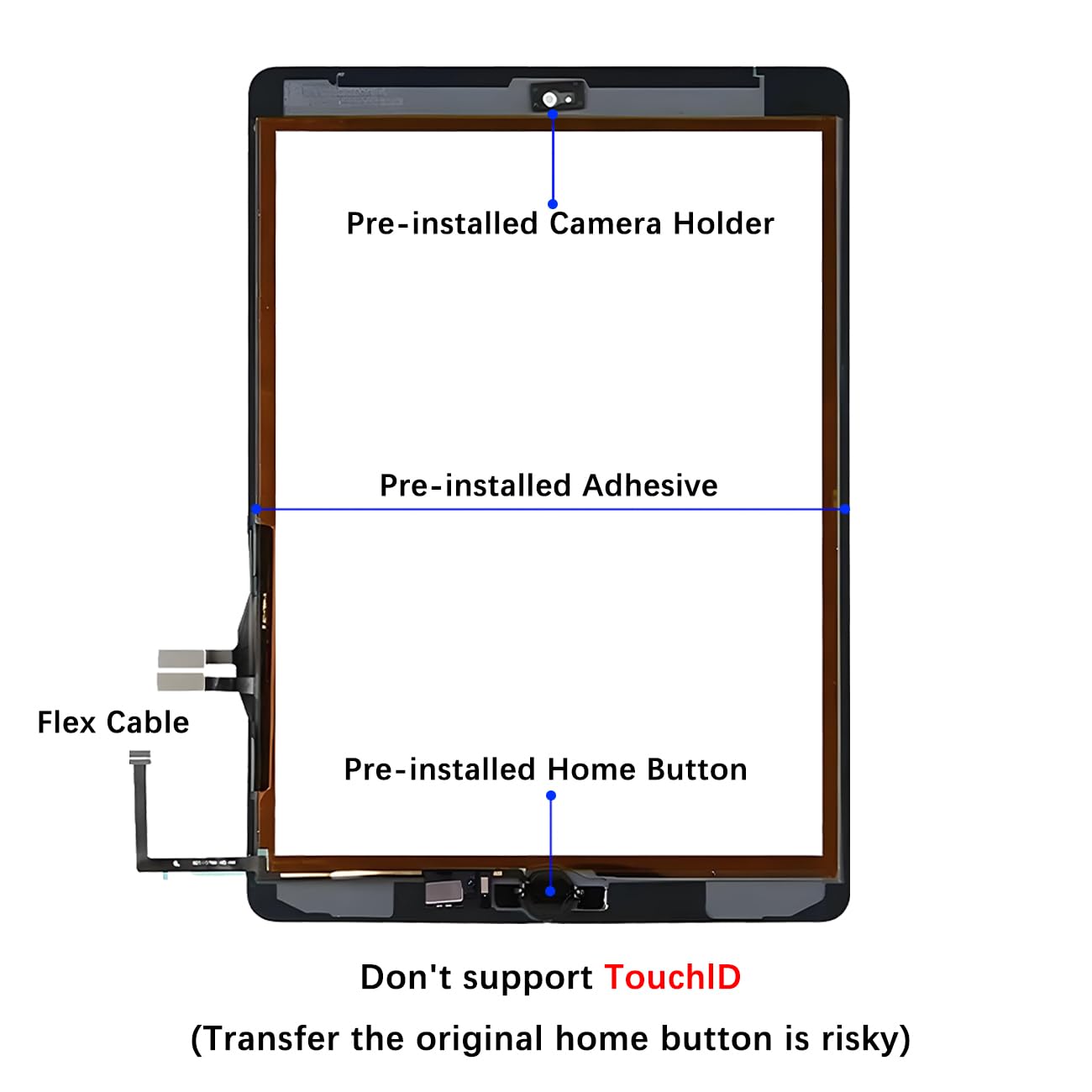 H&LYCYJ Touch Screen per iPad 6th (2018) 9.7 pollici A1893 A1954 Touch Screen Digitalizzatore Vetro Schermo di Ricambio Assembly with Kit (Nero con Pulsante Home, No LCD)