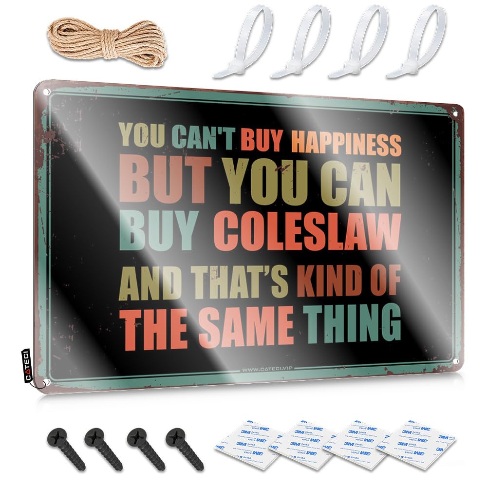 New, Wall Art Terrace Essentials You Can't Buy Happiness But You Can Buy Coleslaw | Rustic Weathered Wall Art(30X40CM)