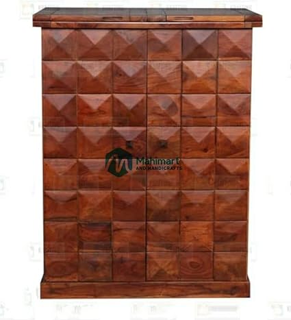PIYUSH HANDICRAFT Bar Cabinet || Bar Cabinet for Home || Home Bar Furniture || Sheesham Wood Bar Cabinet with Storage || Bar Cabinet for Living Room || Wine Rack with Drawer || Honey Finish