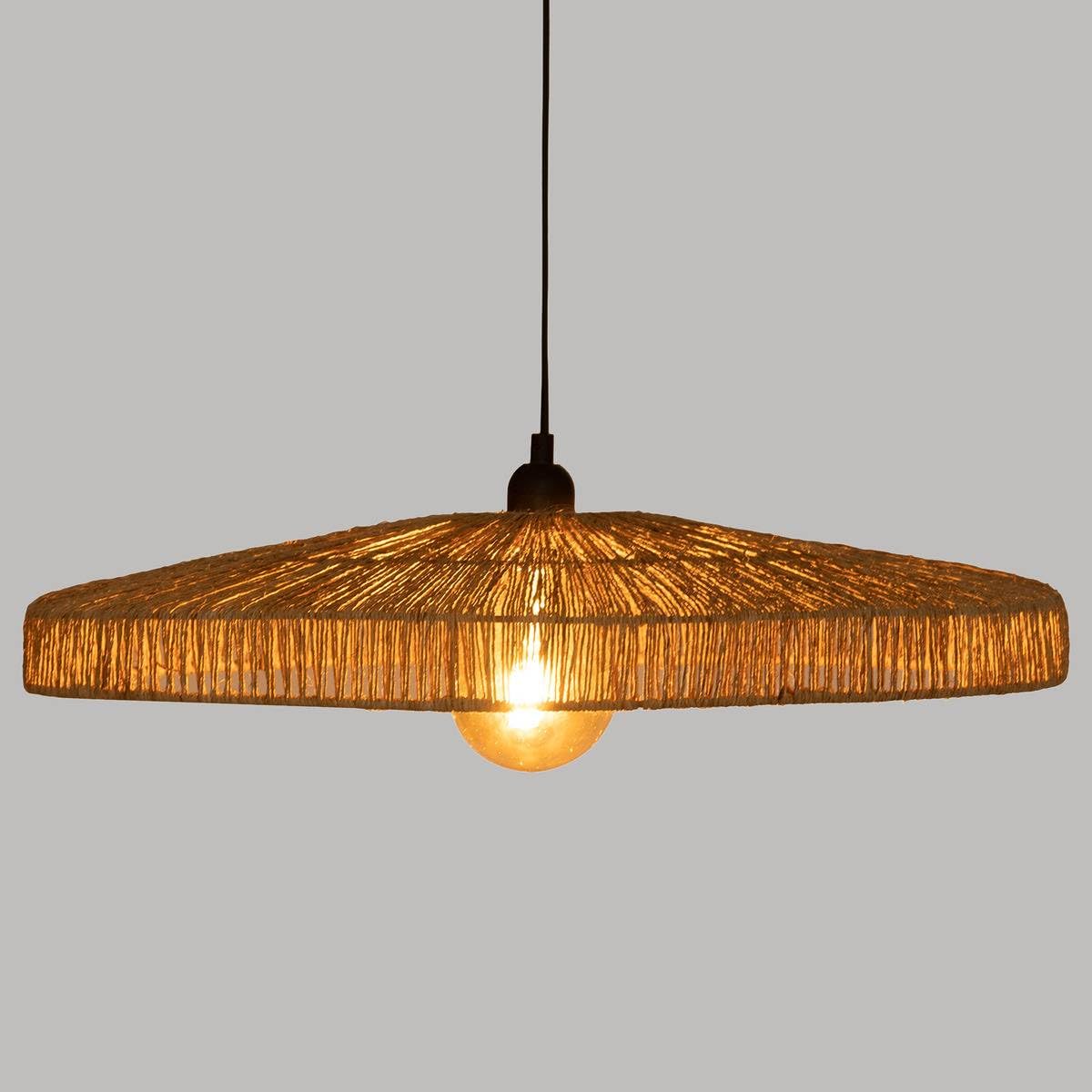 Atmosphera - Lámpara colgante Bellamy de yute trenzado beige, 58 cm de diámetro - Iluminación de estilo bohemio, altura regulable para salón y dormitorio