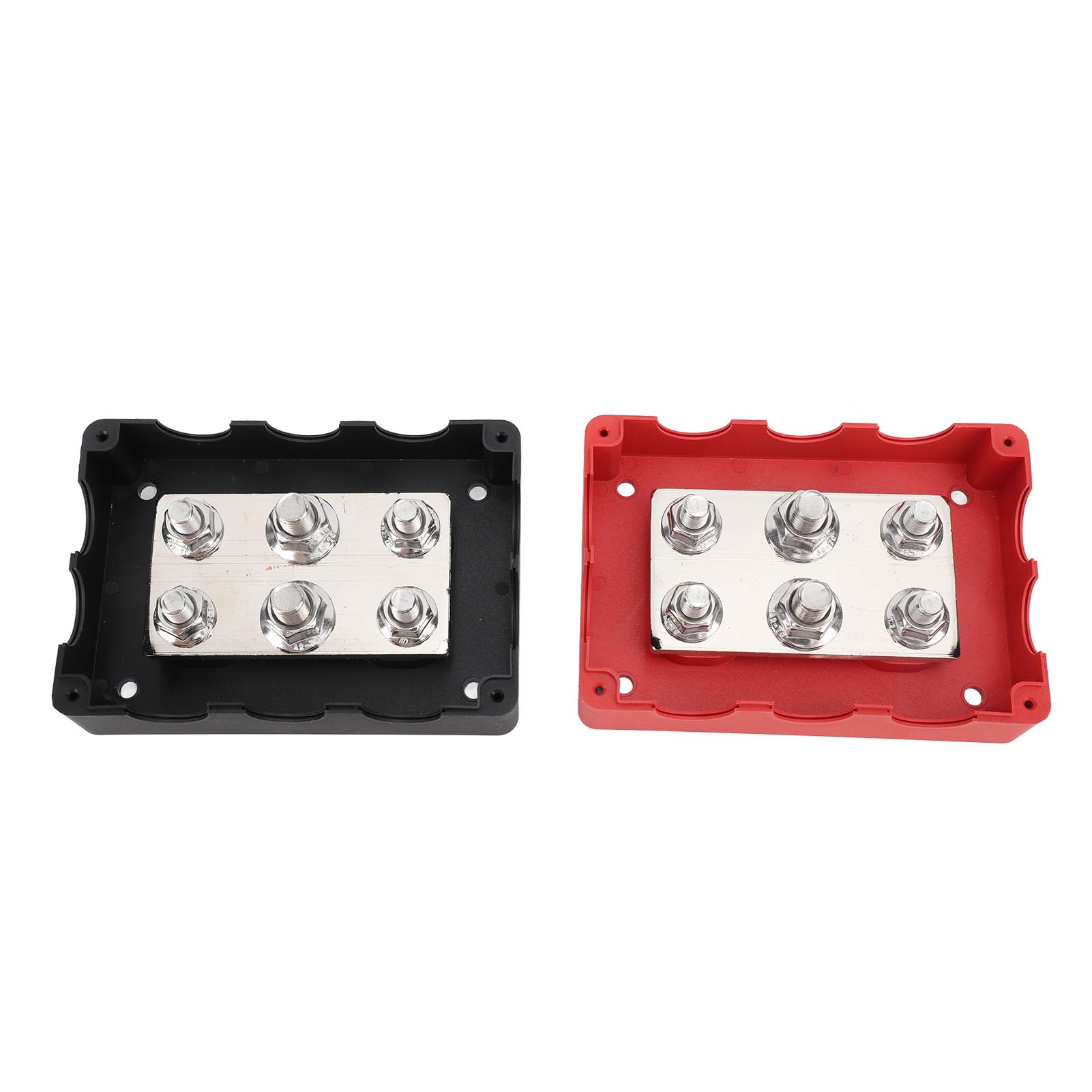 Bloc de Distribution d'énergie Lourde 500A Bernal Berminal Berminal Berminal avec 6 poteaux pour Le système Solaire de Camion de Bateau RV 12V DC Black Rouge 2pcs