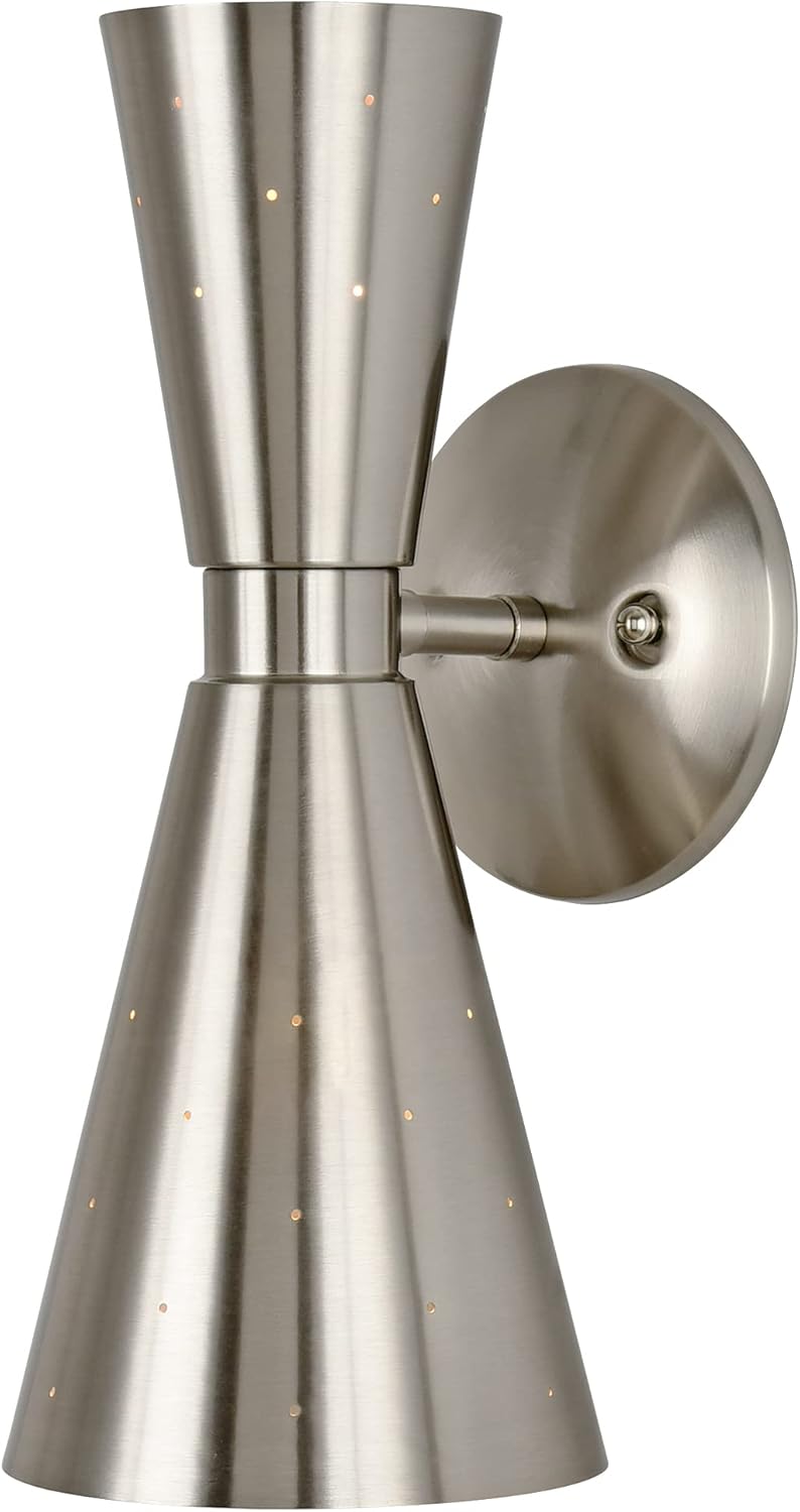 Brushed Nickel Wall Sconce, Modern Sconce Wall Lighting Mid-Century Hardwired Wall Light Bedside E12 Industrial Metal Wall Mount Lamp for Living Room Mirror Cabinet Bedroom Bathroom