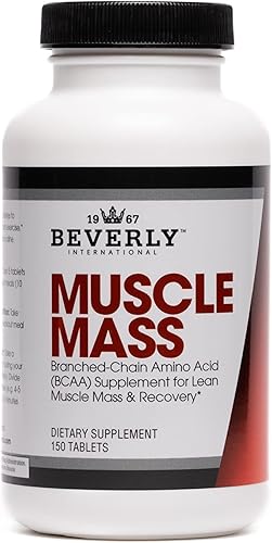 Beverly International Masa muscular, 150 tabletas. Un aminoácido de cadena ramificada de forma libre (BCAA) para la masa muscular magra y la