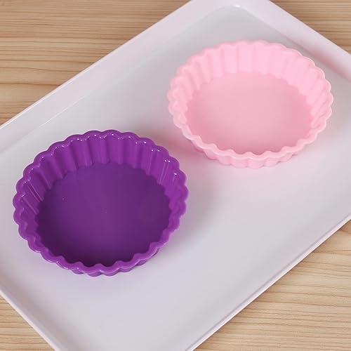 Miniatura 7 de NUOMI Molde de silicona para quiche de silicona, molde redondo para tartas, pizza, postre, gelatina, 4.3 x 0.9 pulgadas, color aleatorio