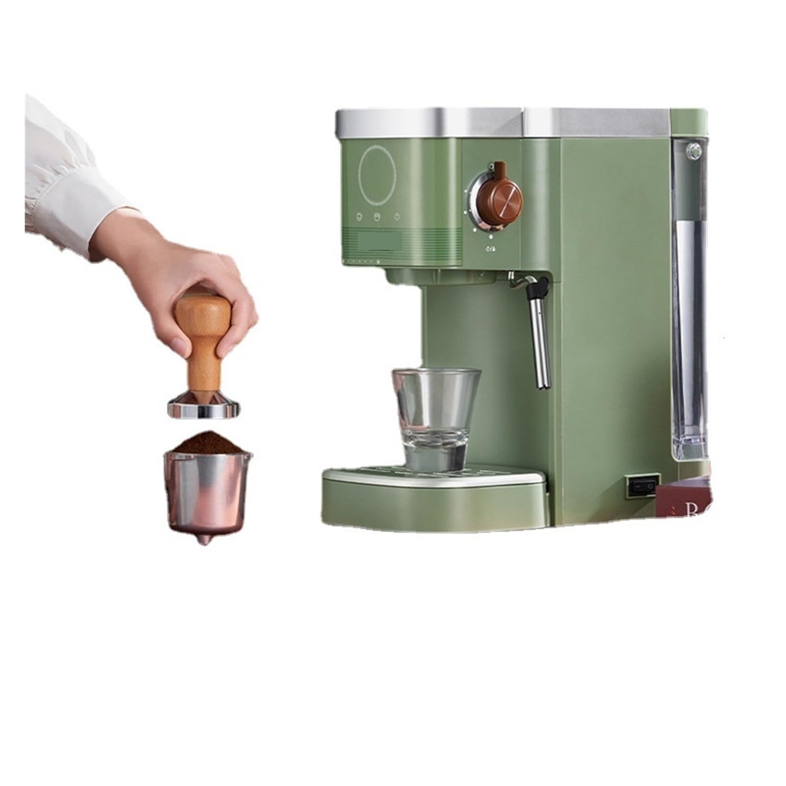 Cafetera semiautomática de 220 V con Bomba presión, cápsula Italiana, vaporizador Leche y Burbujas.