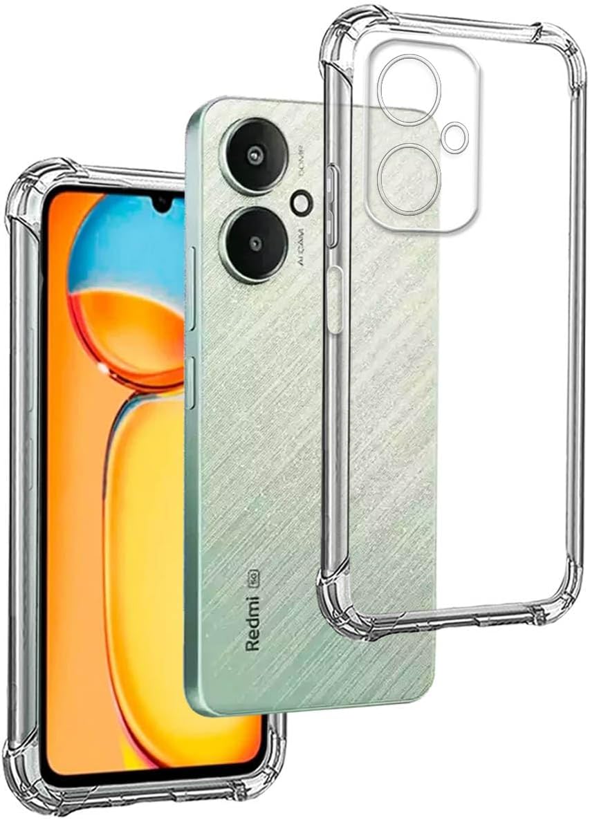 Transparent Silicone Case TPU Anti-Shock for Xiaomi Redmi 13C 5G - Xiaomi Redmi 13R 5G - Xiaomi Poco M6 5G Premium Scratch-Resistant TPU Transparent Protective Case Anti-Shock