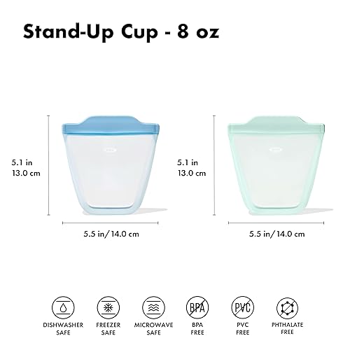 Miniatura 6 de OXO Tot Bolsas reutilizables de silicona - Juego de 2 tazas - Ópalo y atardecer