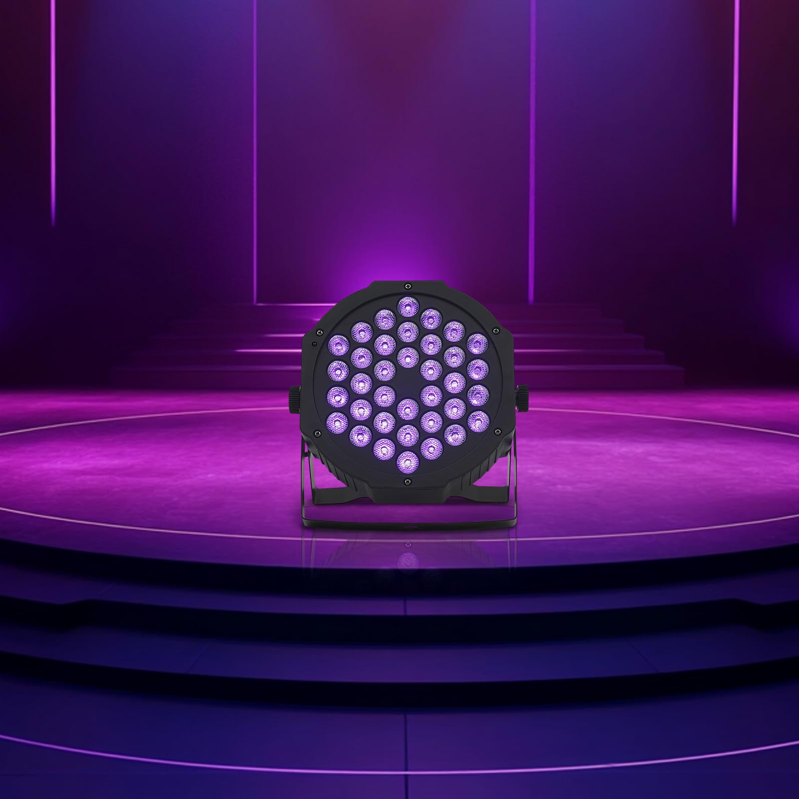 Lampa sceniczna LED, 36 diod UV, oświetlenie sceniczne, z pilotem zdalnego sterowania, kolor czarny, tworzywo sztuczne/żelazo/aluminium, 17,7 x 10 cm, DMX, pilot zdalnego sterowania, do DJ/klubu/na