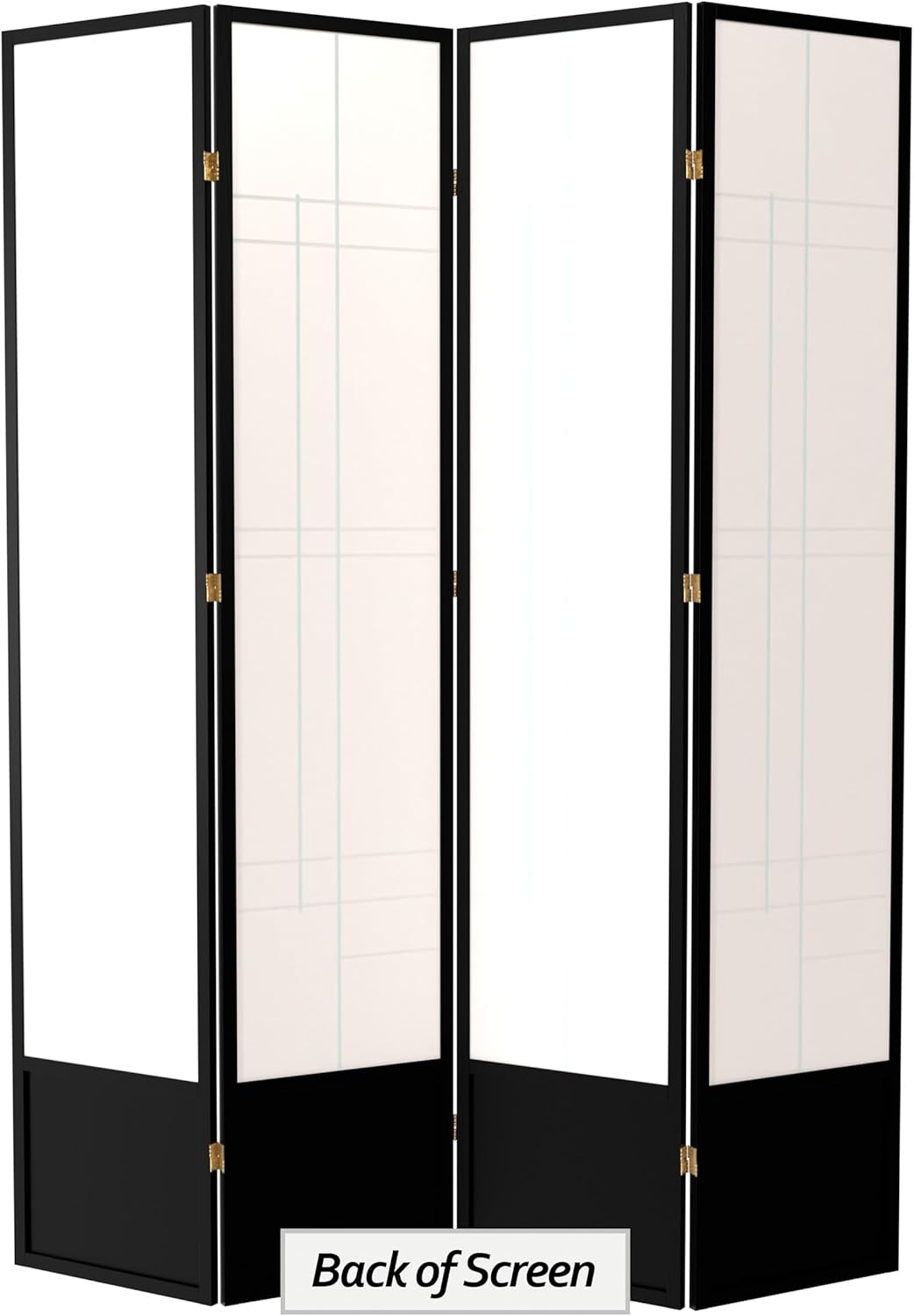 Red Lantern 7 ft. Tall Eudes Shoji Screen - Black - 4 Panels