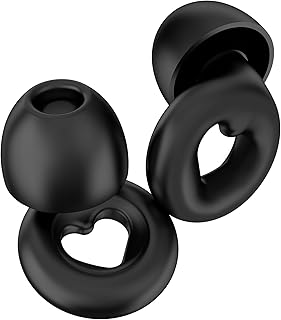 Ear Plugs for Sleeping, Noise Cancelling Silicone Earplugs Sound Reduction, Reusable Noise Reduction Earplugs for Sleep, Snoring, Work, Concerts, Studying-8 Ear Tips in XS, S, M, L (Black)