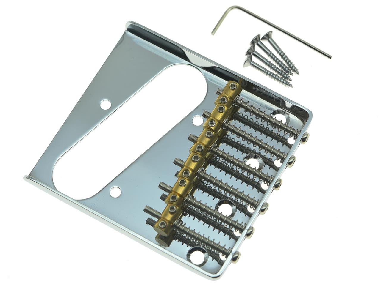 KAISH Chrome Vintage Tele Ashtray Style Electric Guitar Bridge with 6 Brass Saddles Fits TL Electric Guitar - Image 2