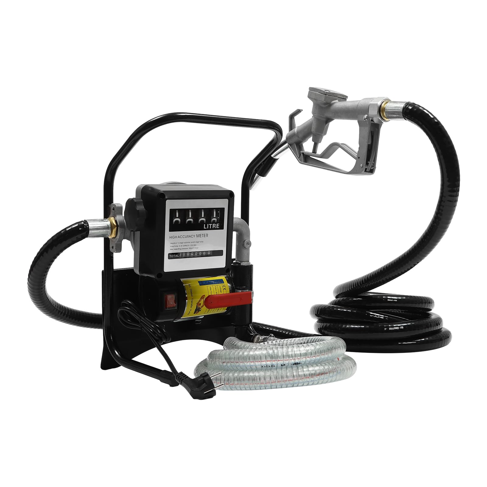 Bomba Gasoil Electrica, 220 V Bomba Transferencia Diesel 45 l/min Bomba Diesel Auto Aspirante Bomba de Transferencia de Fluido Diesel con Mangueras de Cierre Manual