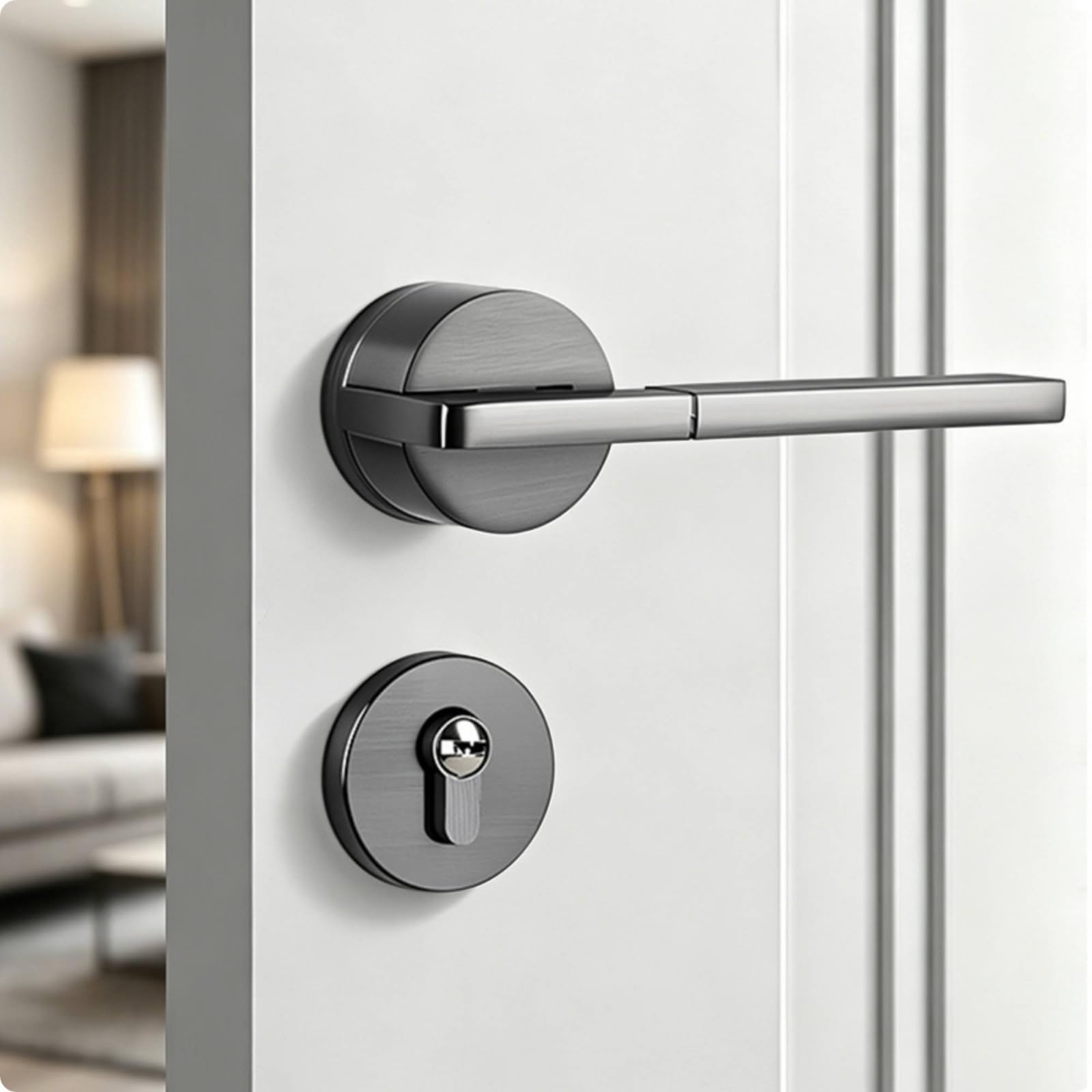 Manija de de Puerta Picaporte Pestillo Juego Completo para Puertas de Madera Palanca Larga y Embellecedor Redondo Estilo, Array, Oro Antiguo, T19 Oro Antiguo