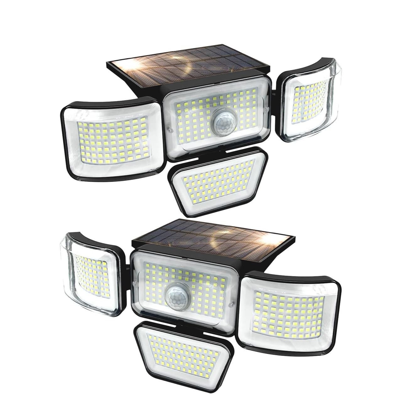 dalattinSolar Flood Lights, 280 LED Solar Wall Light Outdoor, Dark to Dawn, IP65 Waterproof, 4 Heads 270° Wide Angle Motion Sensor, for Yard, Wall, Garage, Steps (2)