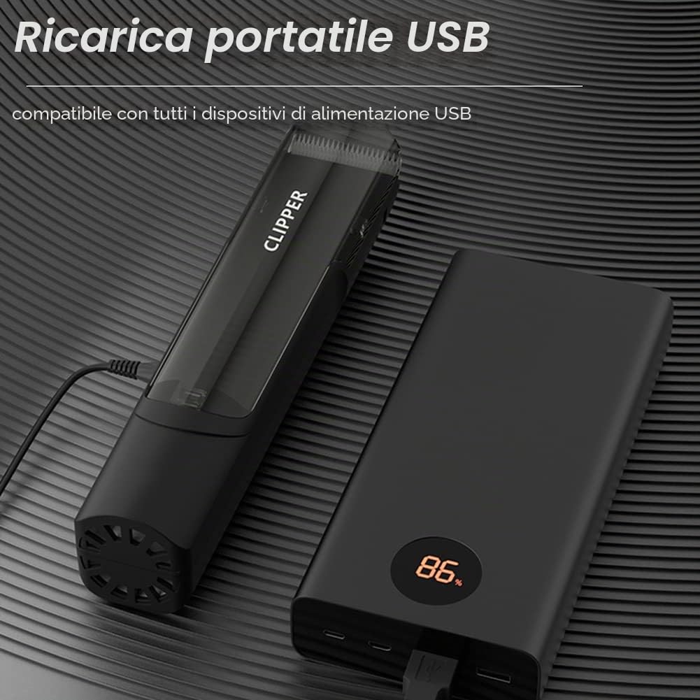 Tagliacapelli professionale da uomo, senza fili, con potente aspirazione dei capelli, impermeabile, ricaricabile per barba, peli del viso, peli del viso
