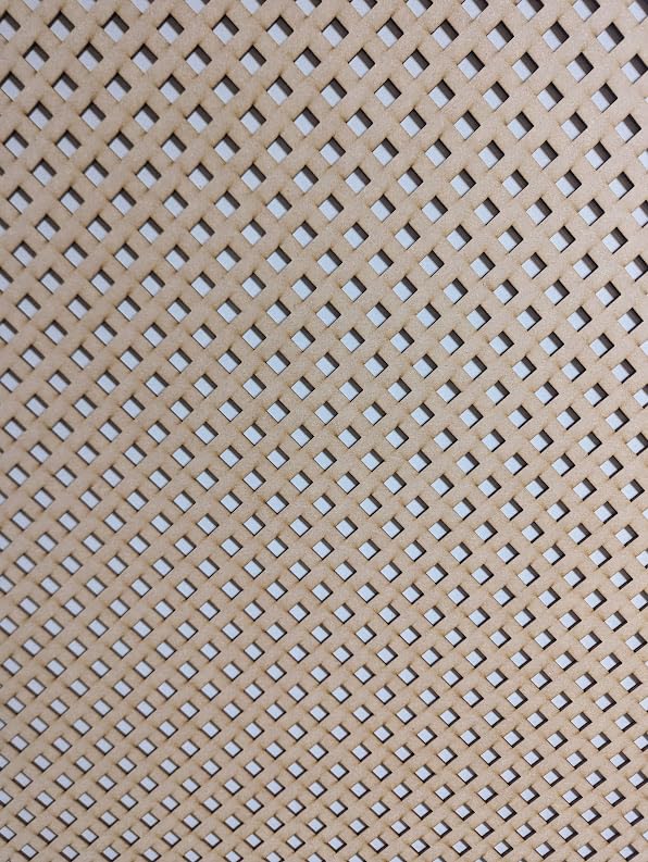 Decorative Nevada MDF Panel, 62 cm x 60 cm, Diamond Pattern, Unprimed raw, 3mm Thick, Laser Cut Lattice for Radiator Cover