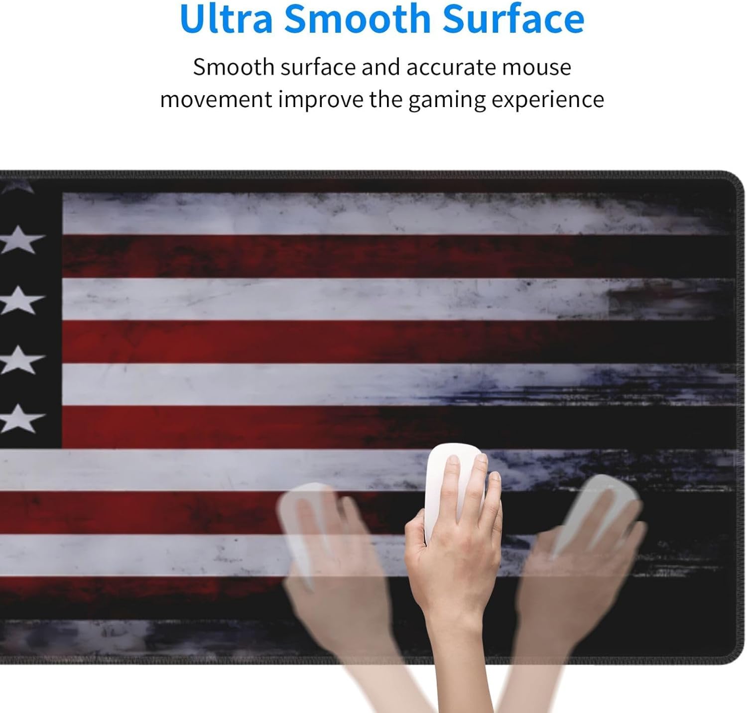 Gaming Mouse Pad American Flag Mouse Mat Non-Slip Rubber Carpet Pad for Computer Keyboard & Gaming Accessories 31.5×11.8 Inches - Image 3