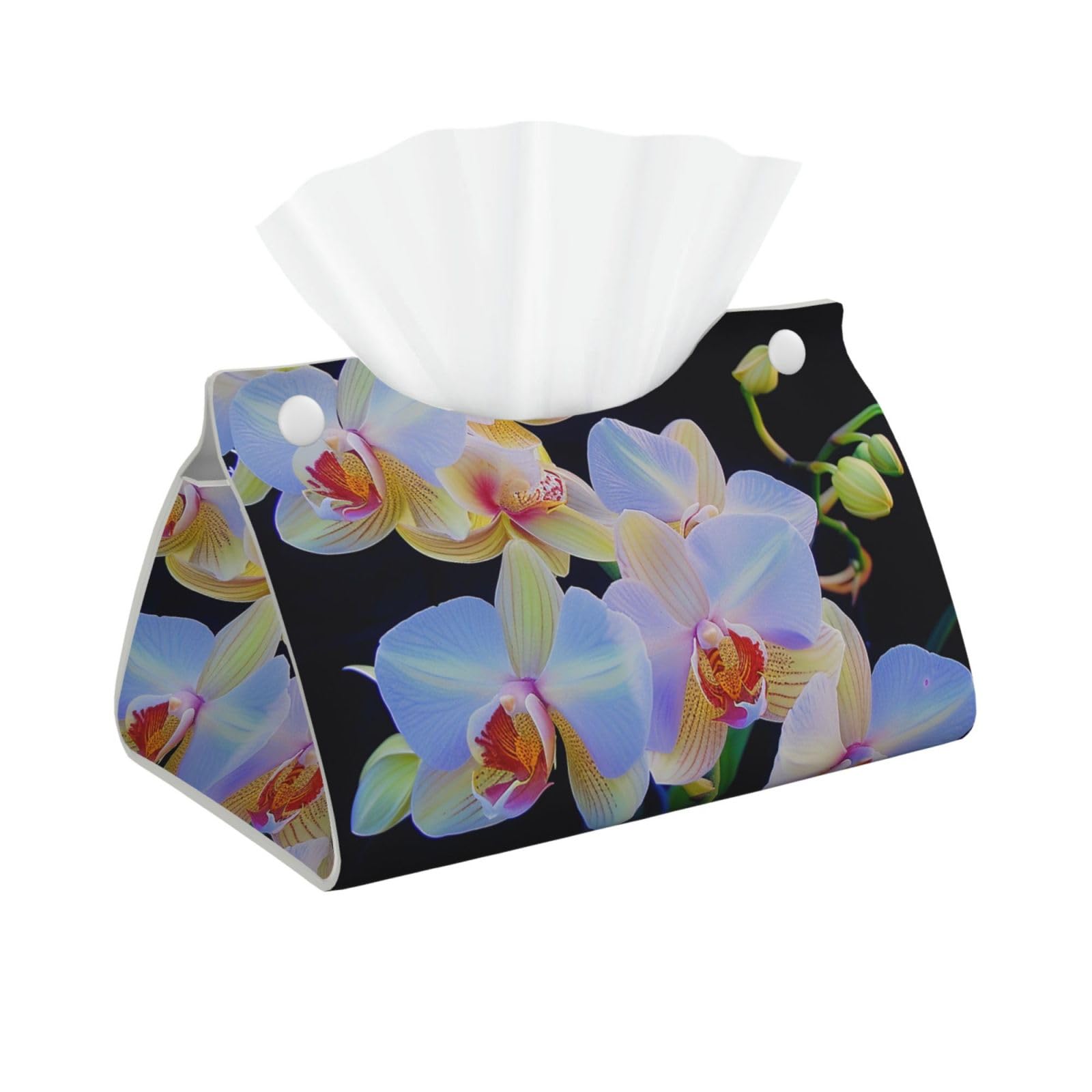 orchids print Print Tissue Box Cover Foldable Tissue Storage Box Leather Tissue Cube Box Holder for Living Room Bedroom Office Car Home Decor