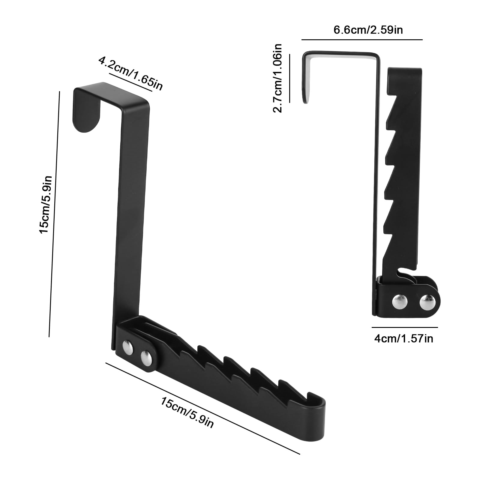 YYTECH 2 Pcs Folding Over Door Hanger Over Door Hooks No-Drilling Hanger Over Folding Clothes Hanger with 5 Grooves for Coats Clothes Hat Towel Jacket White and Black - Image 2
