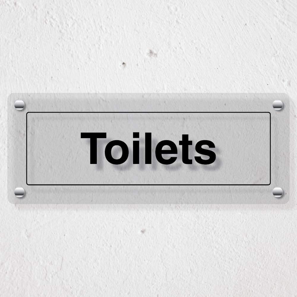 V Safety Toilets - 450 x 150 mm - Acrylic Perspex Cast Clear Safety Sign