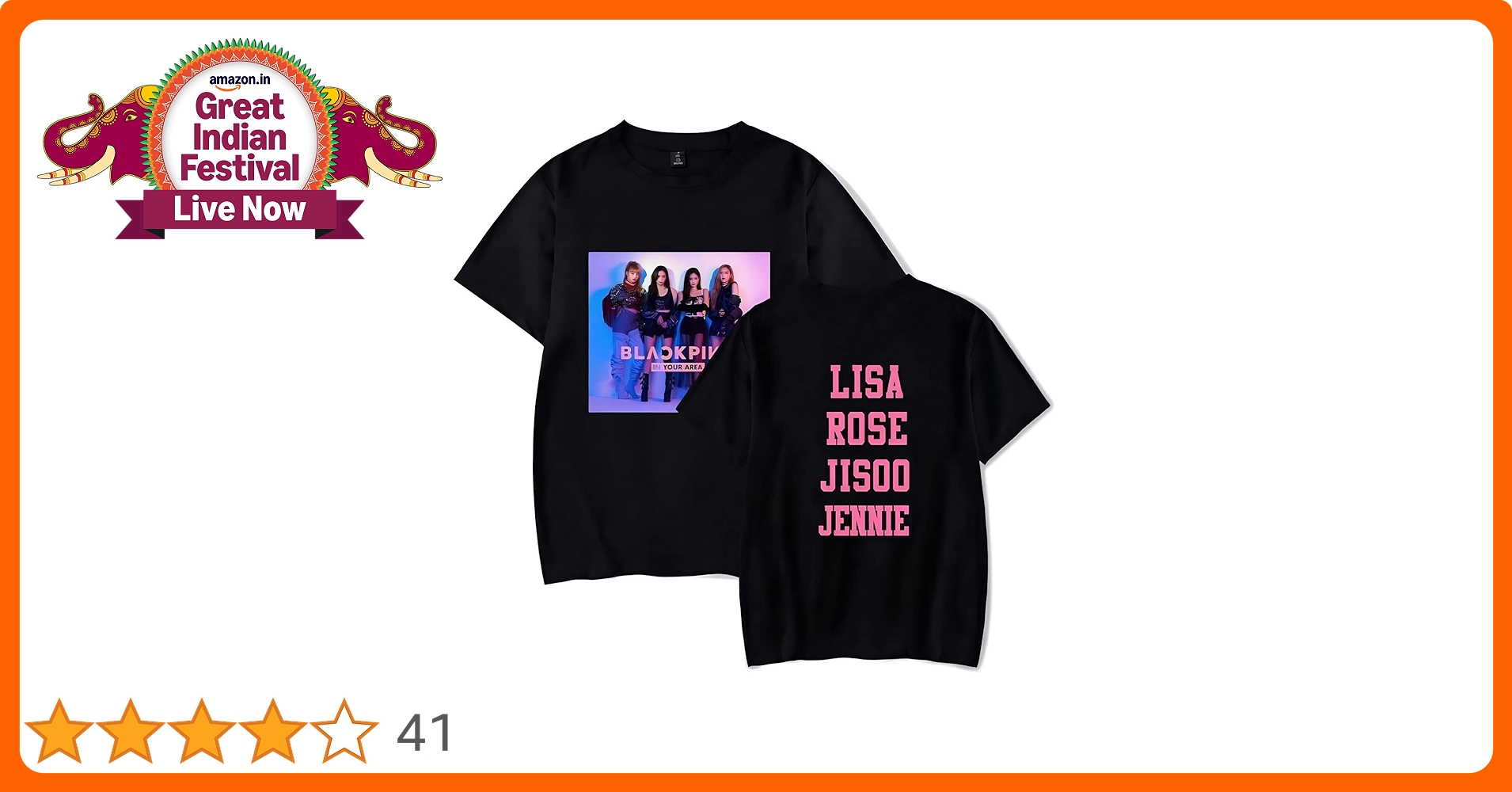 Buy Tenebrose Blackpink t Shirt for Girls Black Half Sleeves