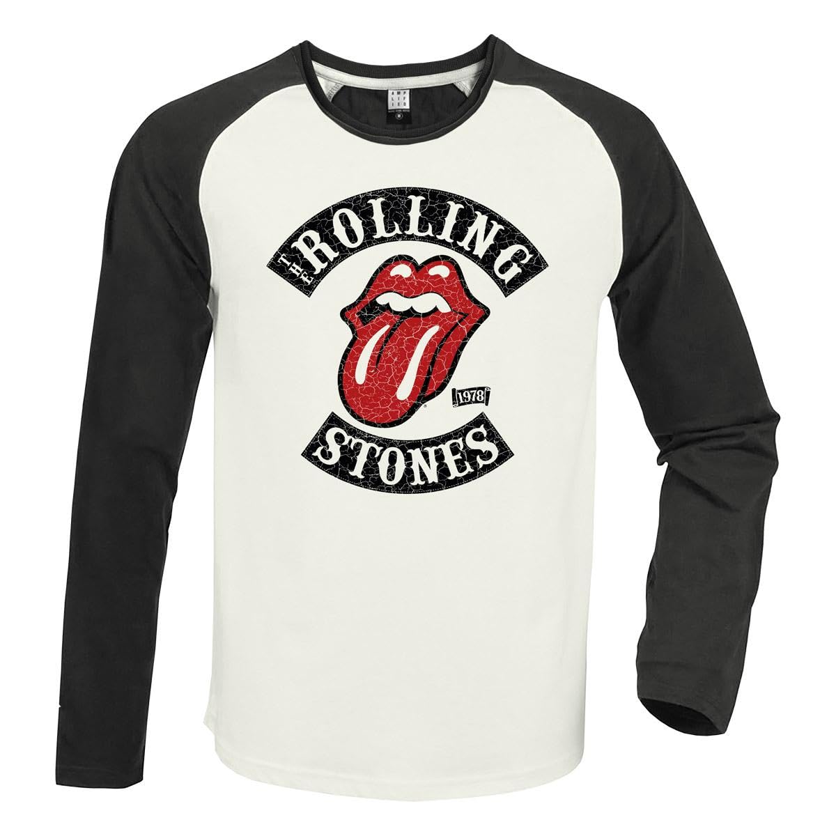 Amplified Men's White/Charcoal 1978 Tour Rolling Stones T-Shirt (M)