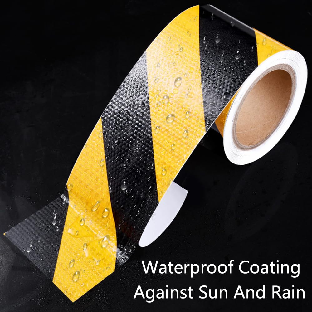 Cinta Reflectante, Cinta Reflectante Impermeable de 10 CM x 10 M Cinta de Advertencia Autoadhesiva Cinta de Seguridad Llamativa Cinta de Advertencia para vehículos, automóviles - Amarillo y Negro