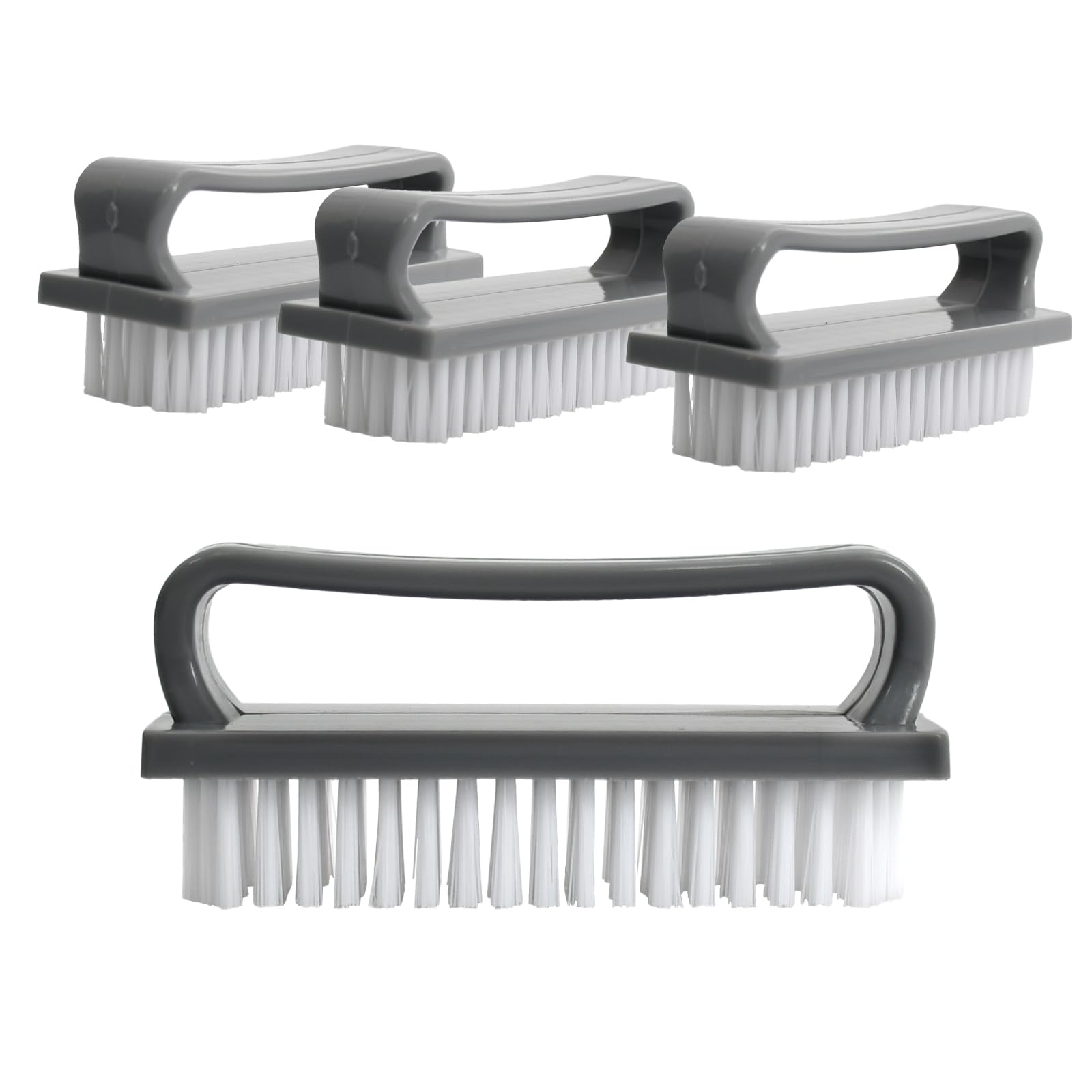 Spazzolino Unghie 4 Pezzi, Spazzola Unghie Mani, 9.5x3.8 Cm, Multiuso, Grigia, Adatta Pulire le Scarpe, Strofinare Vestiti e Verdure, ecc