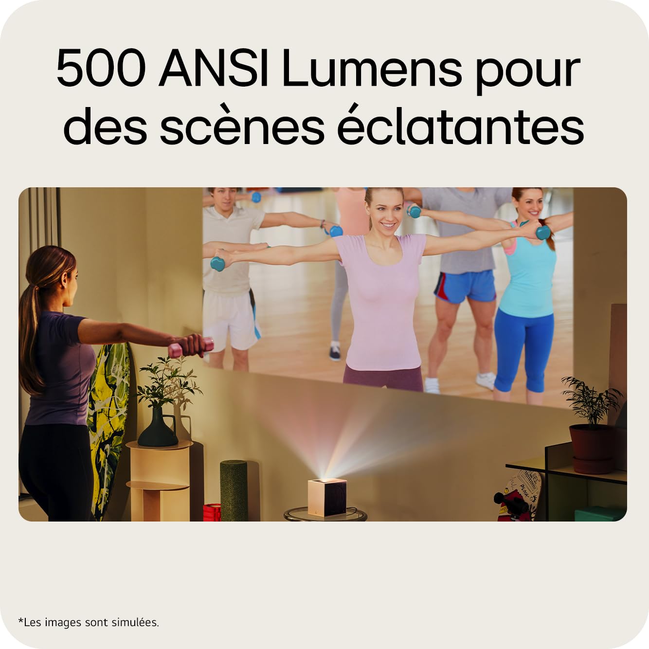 LG CineBeam S Vidéoprojecteur Laser PU615U Focale Ultra Courte pour Home Cinema, 500 lumens ANSI, 4K UHD 100 Pouces 2160p, Projection Entre 40" ~100", LG Smart webOS 24, Bluetooth 5.0, Dolby Atmos