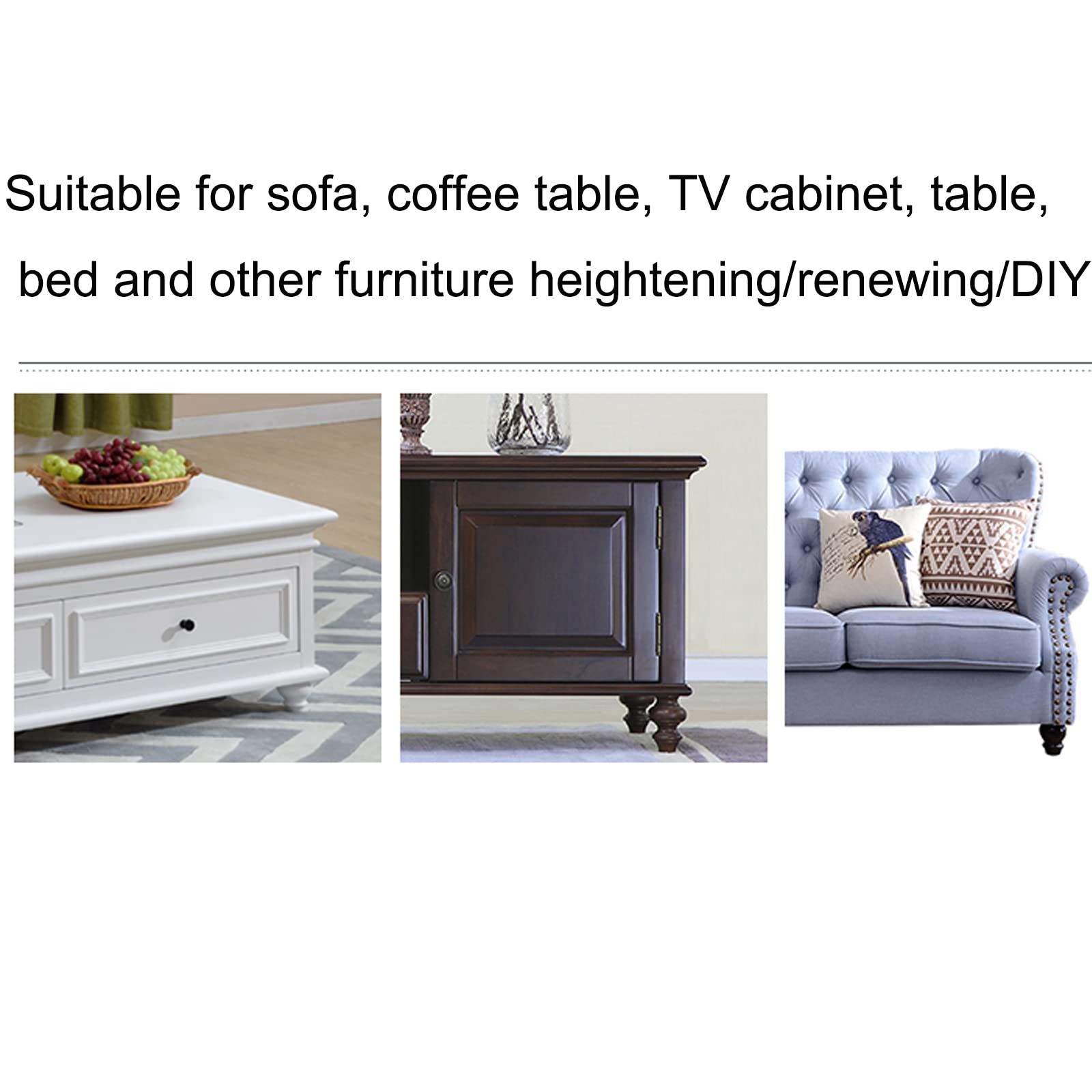 Juego de 4 patas de madera maciza para muebles, patas redondas de madera con forma de calabaza, placa de montaje, tornillos y almohadillas antideslizantes para sofá, silla, otomana, mesa, armario de