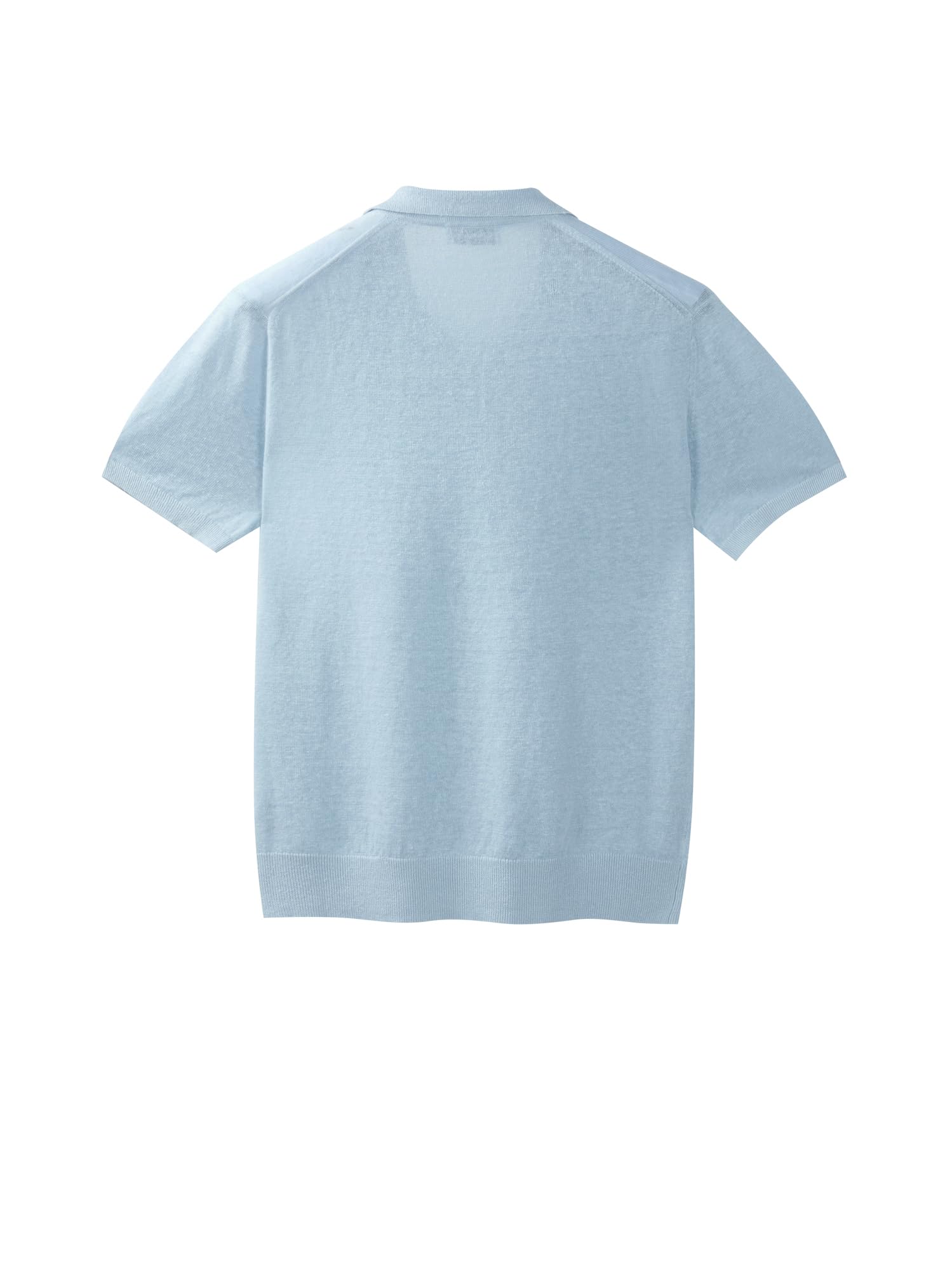 Diana Studio 100% lniana koszulka polo bez guzików, męska, z krótkim rękawem, casualowy, XL, jasnoniebieski