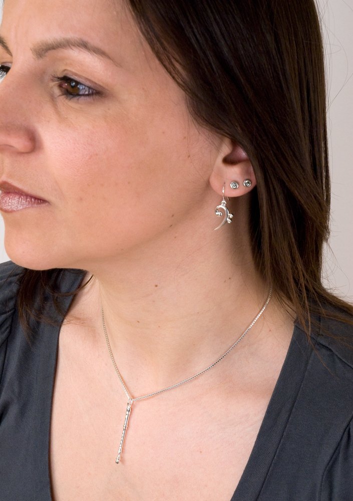 Sassofono in argento 925 pendente per gioielli musicali di dimensioni 3,7 x 1,2 cm