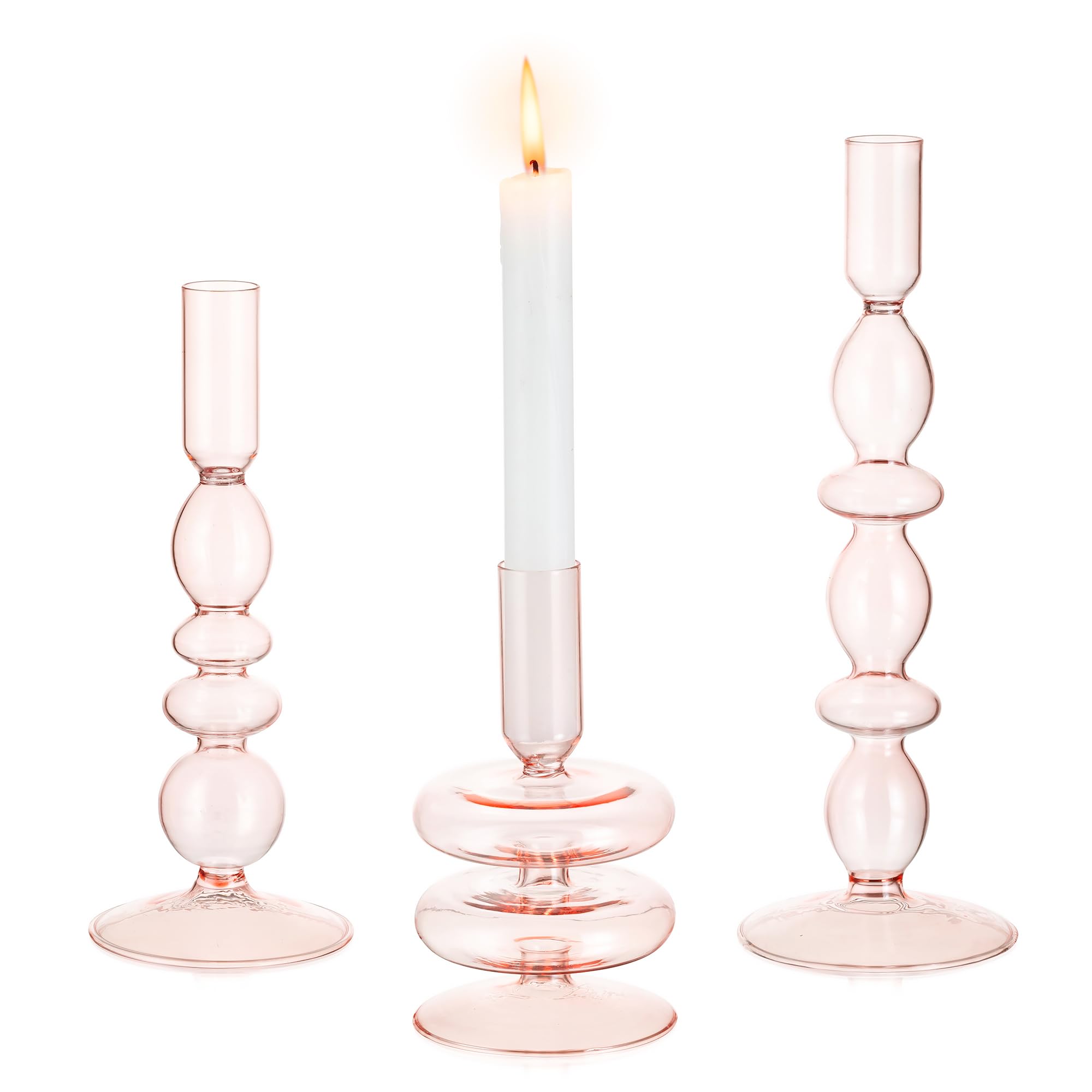 Gouden Kandelaars - Set Van 6 Kandelaarhouders - Taper Kandelaars Voor Tafel Centerpiece Dikke Glazen Kandelaars Voor Bruiloft Eettafel