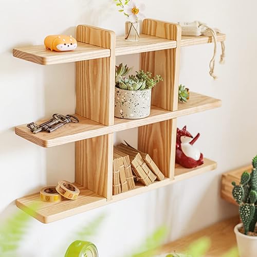 Miniatura 4 de BOOMALTU - Estantes flotantes montados en la pared de madera rústica de 3 niveles para dormitorio, sala de estar, baño, cocina, oficina, 19.6 x 4.1