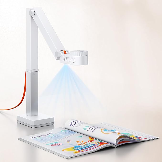 CZUR Fancy S Pro Visualizador y Cámara para Documentos USB Captura de Tamaño A3, 12 Megapíxeles, 330PPP/60FPS, Webcam 4K con Micrófono y Luces LED en Videollamada, Streaming, para macOS/Windows