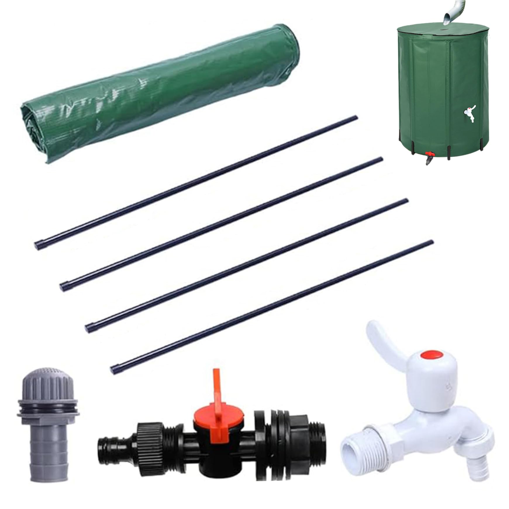 Barile per la raccolta dell'acqua piovana pieghevole da 13 galloni/50 litri in PVC con rubinetto e foro di troppopieno Chiusura con cerniera Serbatoio di stoccaggio dell'acqua finemente sigillato