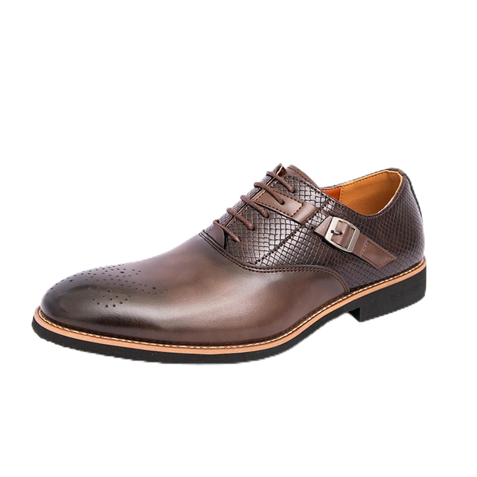 Scarpe Oxford da Uomo Eleganti Brogue Stringate Classiche Stampa Serpente Scarpe Formali Business Cerimonia con Fibbia