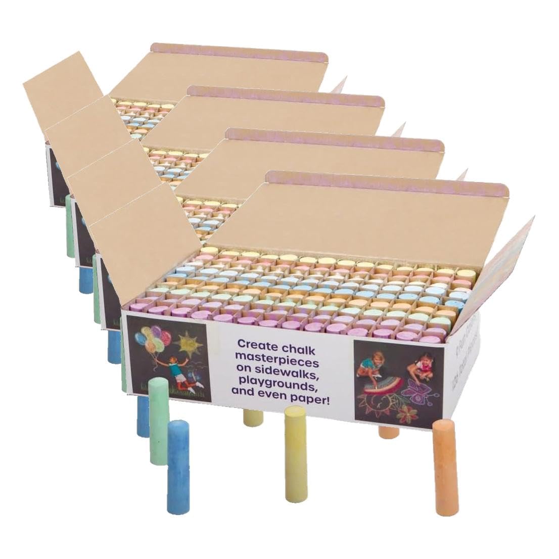 S&S Worldwide Jumbo Sidewalk Chalk Multi-color | 9 Colors | Non-Toxic | 4 Inch Length | 126 Pieces, Pack of 4