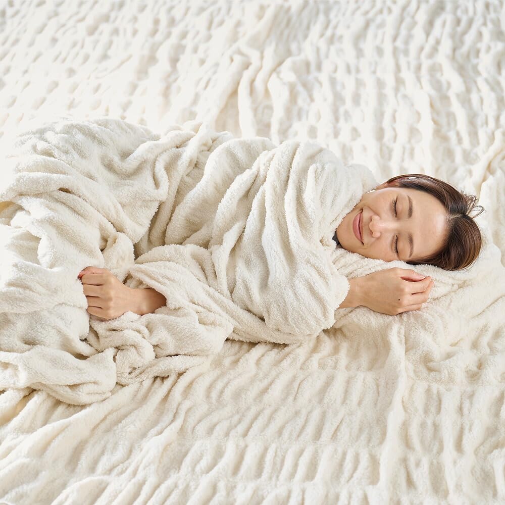 Amazon｜hug warm 掛け毛布 D(ダブル) アイボリー｜ブランケット・毛布