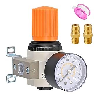 Minimprover 1/4 Inch Female Thread NPT Air Pressure Regulator for Compressed Air Systems,High Pressure(230 PSI/16 Bar) with Bracket,Gauge