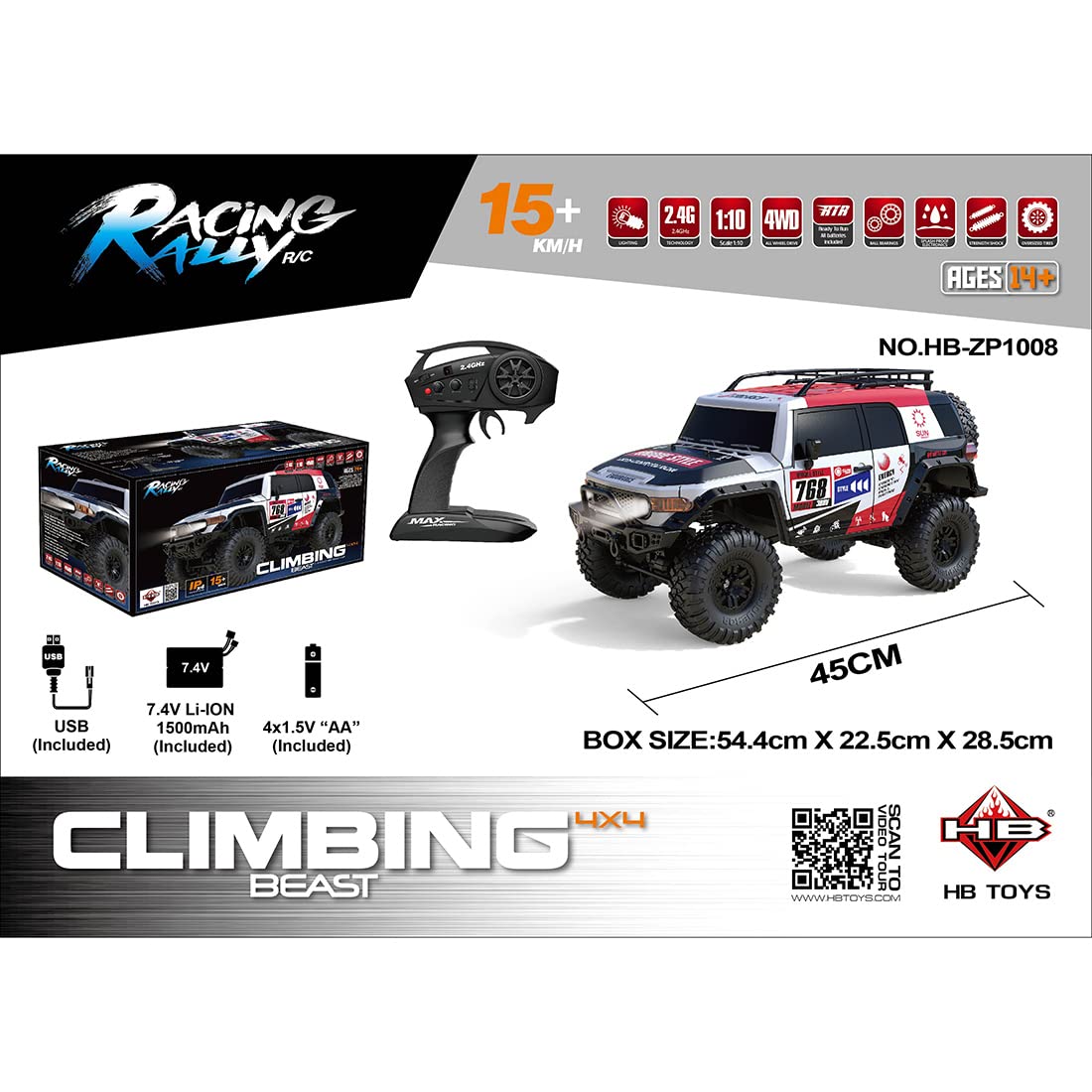 1/10　クローラー　HB-ZP1008（中国製） HB ZP1008 RC Car 1:10 Scale Off-Road Climbing Remote Control